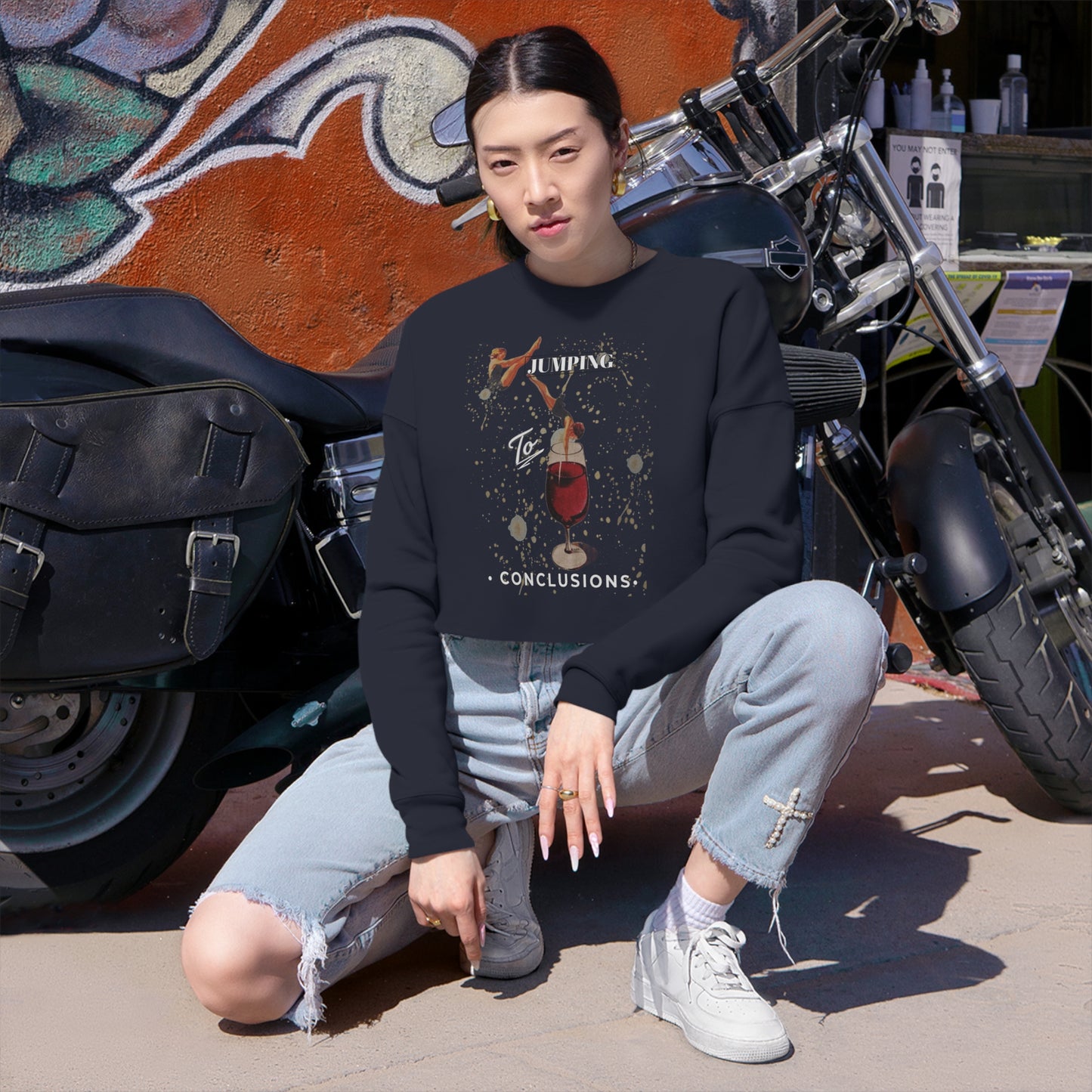 Wine Jump Cropped Sweatshirt