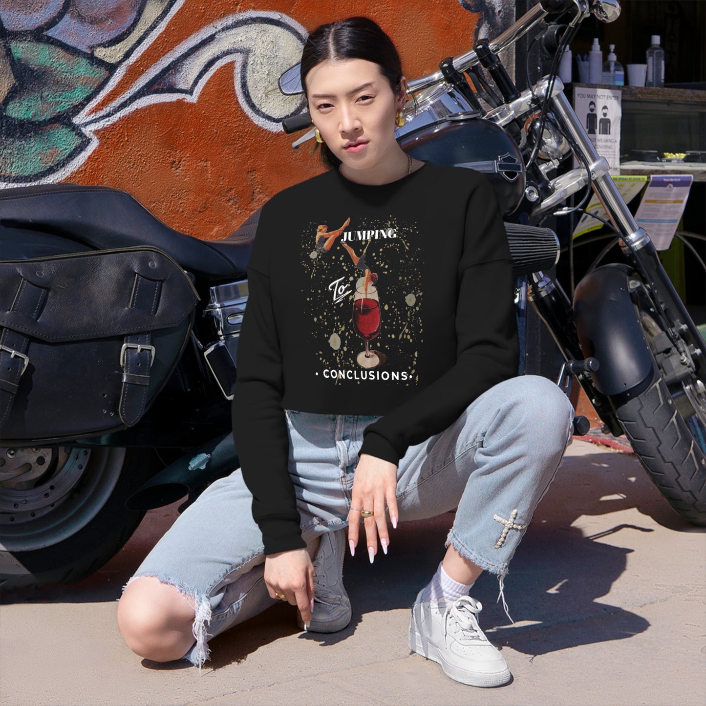 Wine Jump Cropped Sweatshirt