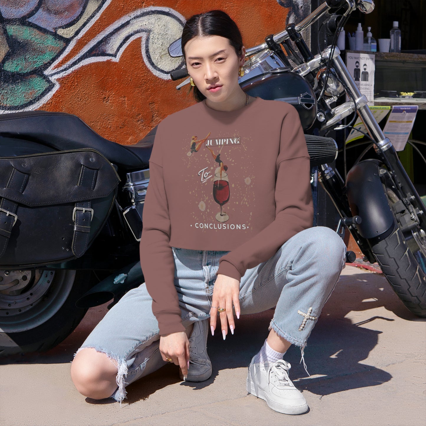 Wine Jump Cropped Sweatshirt